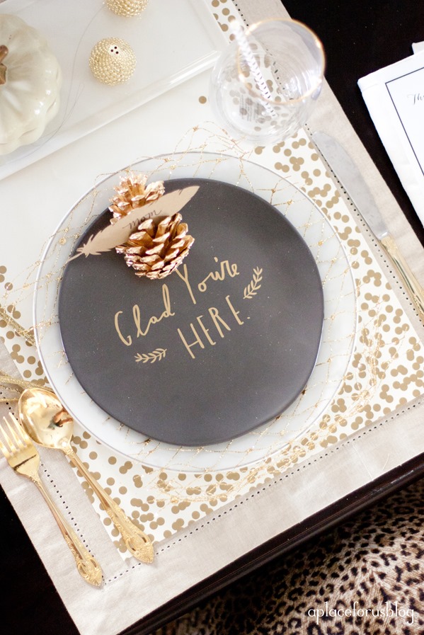 A Gold and Black West Elm Holiday Table