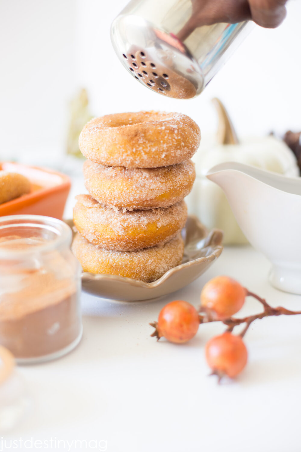 Pumpkin Donuts with Cinnamon and Sugar perfect for fall