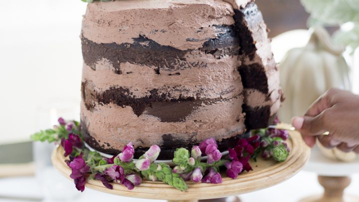 Easy Naked Chocolate Cake with Lavender Frosting Recipe - Tablespoon.com