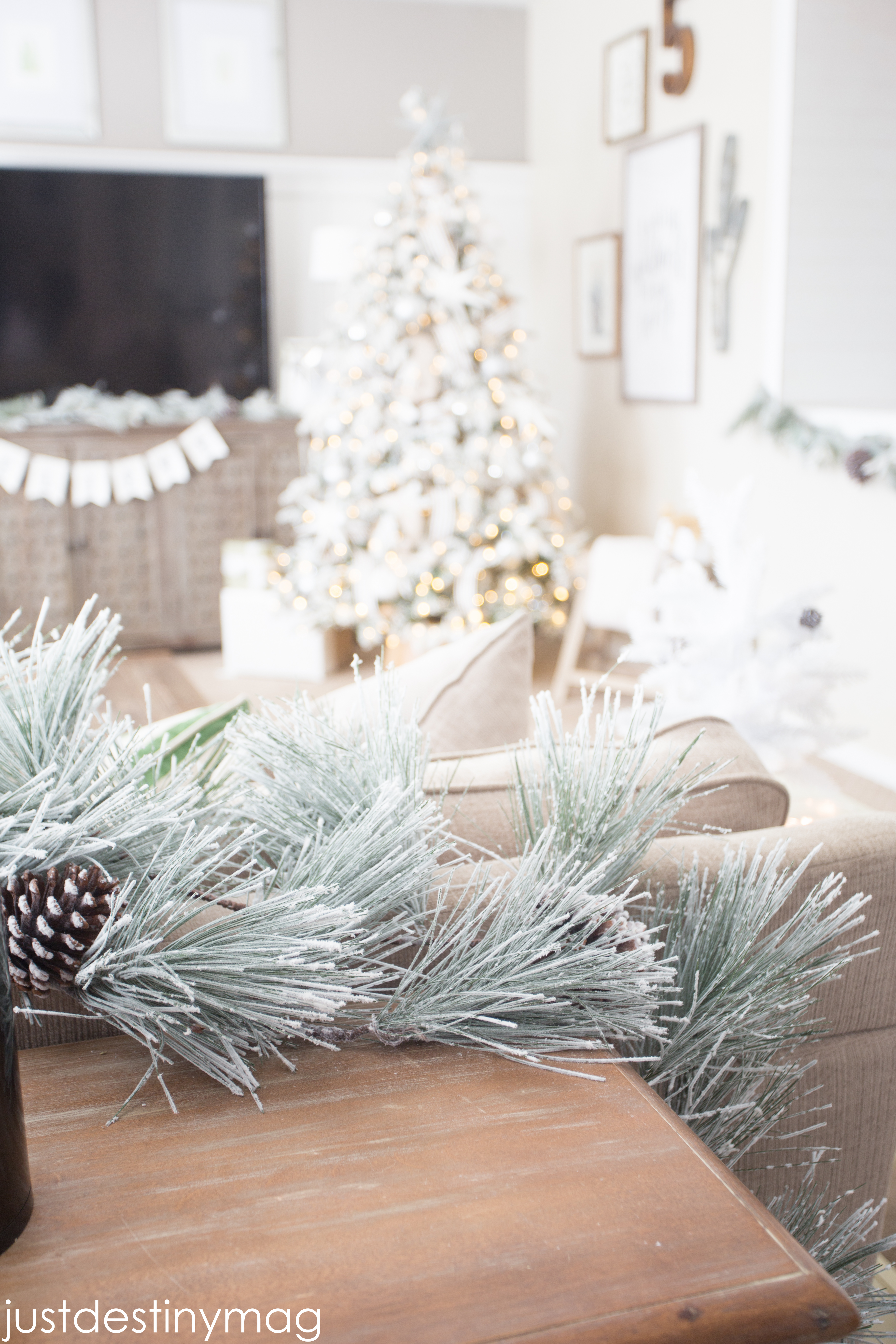 Flocked Christmas Garland