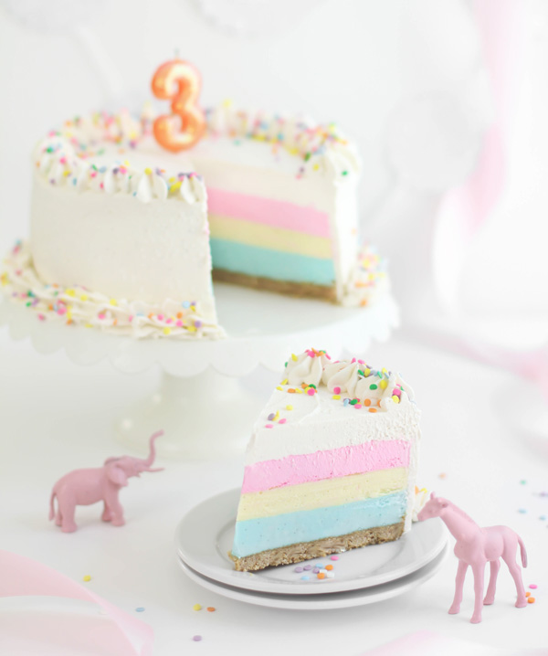 SprinkleBakes 3rd Birthday Tri-color birthday cheesecake 5