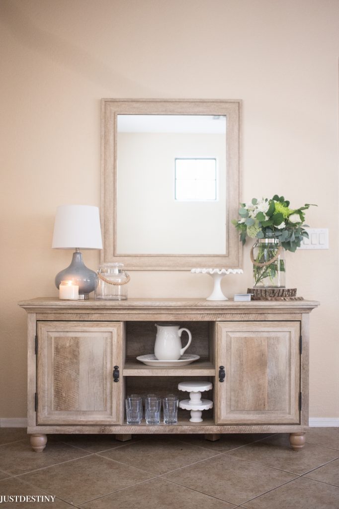 Love this buffet from Better Homes and Garden Walmart. Perfect way to update our dining room! The neutral color is so pretty! 