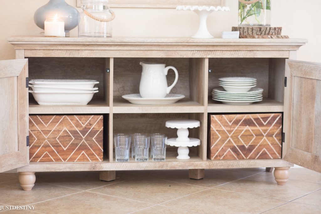 Love this buffet from Better Homes and Garden Walmart. Perfect way to update our dining room! The neutral color is so pretty! and plenty of storage! 