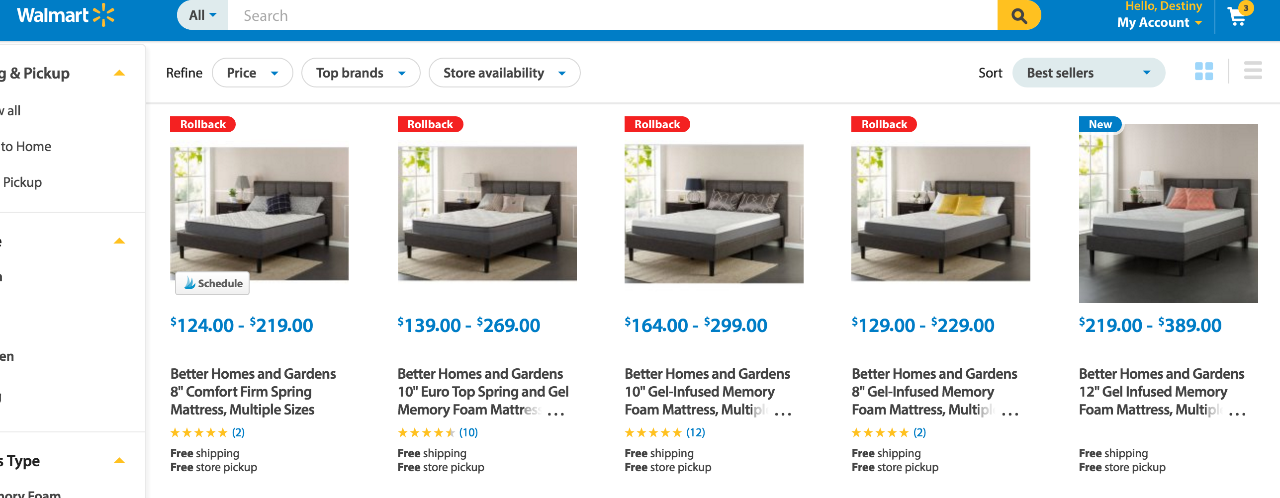 Better Homes and Garden Walmart Mattress Options 