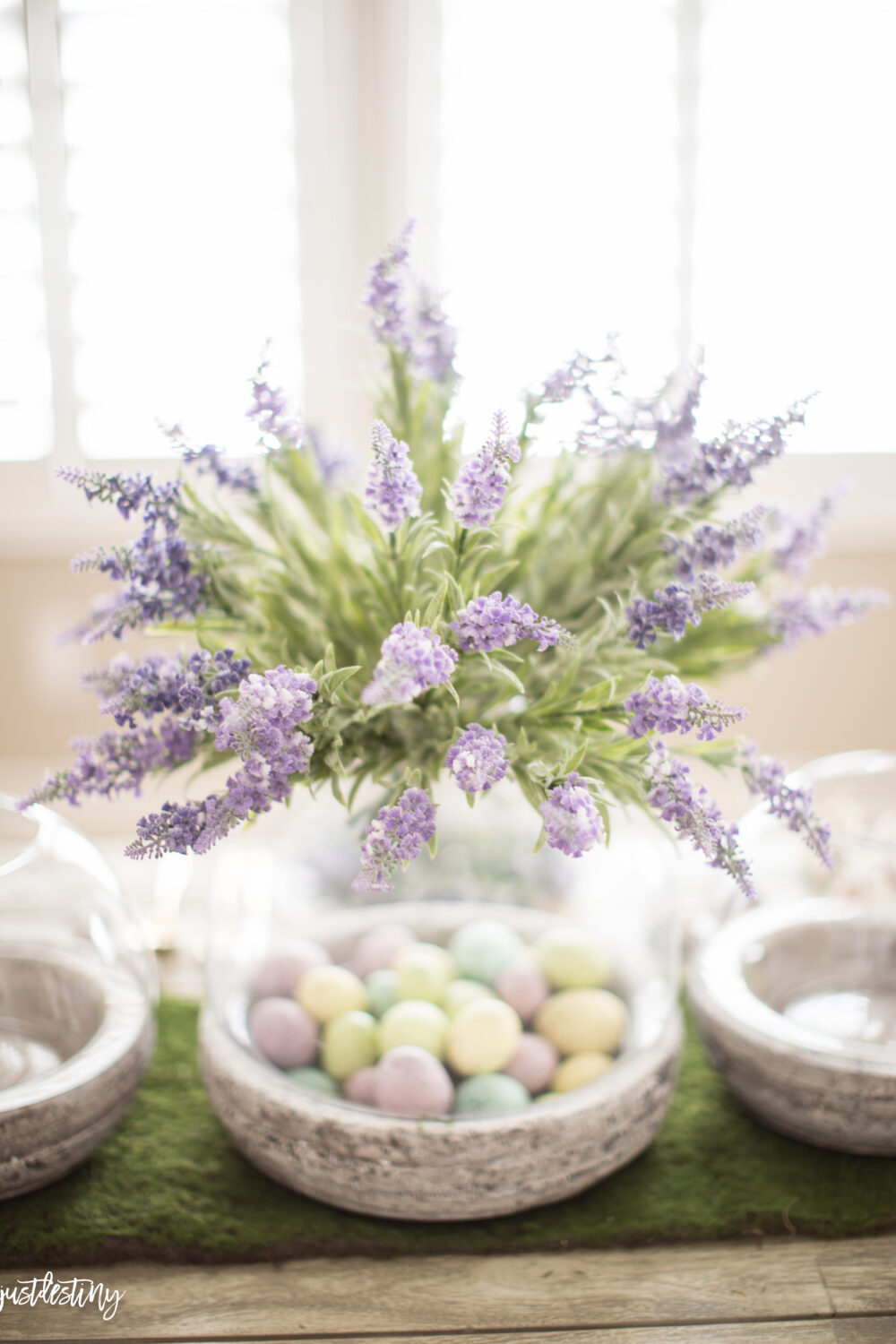 Easter Centerpiece using faux eggs