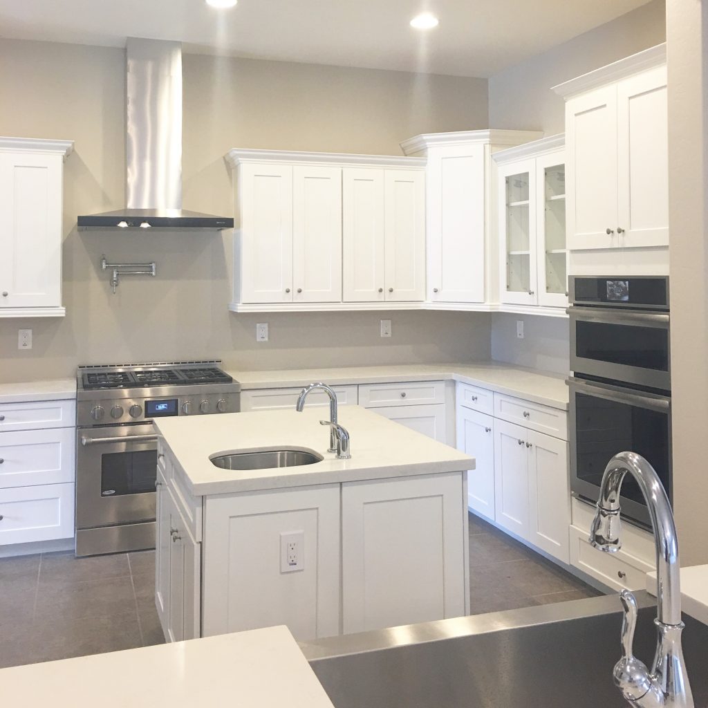 White Kitchen with silver knobs