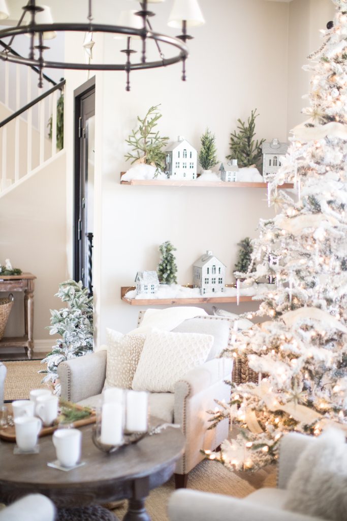 Christmas living room in silver and white 