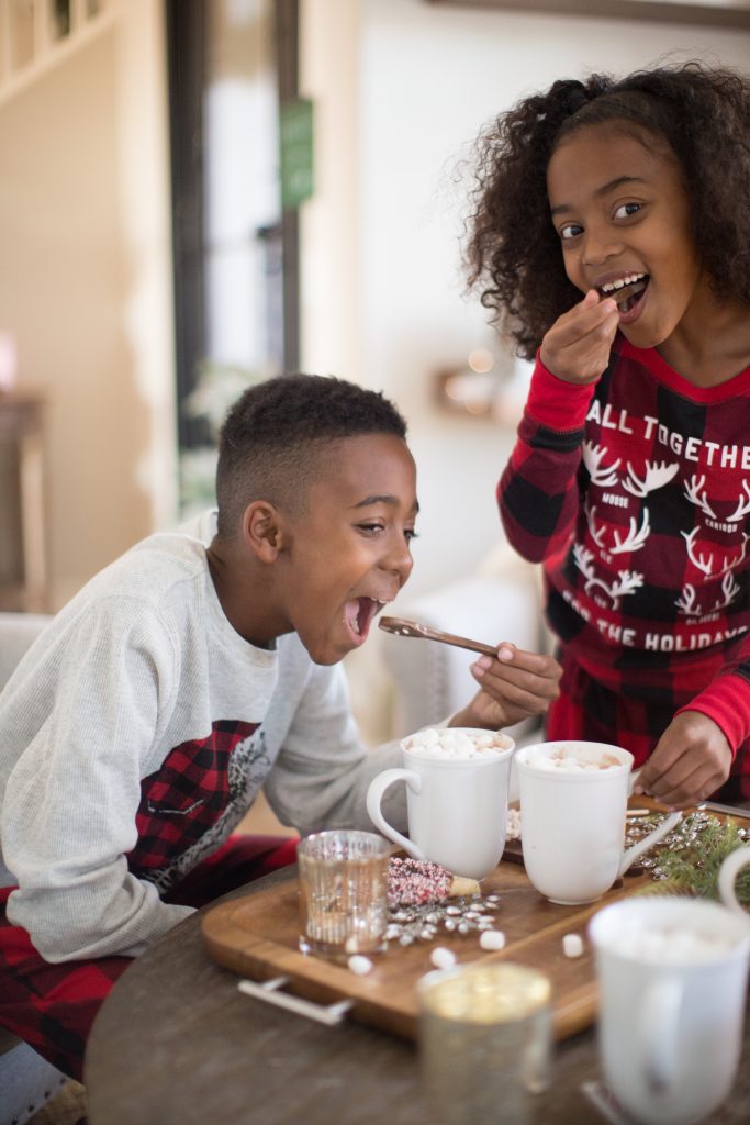 Kids enjoying hot chocolate 