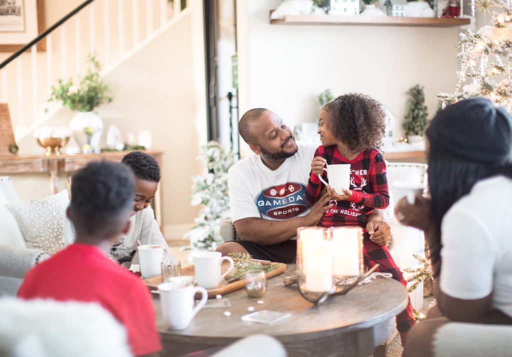 Family together on christmas  