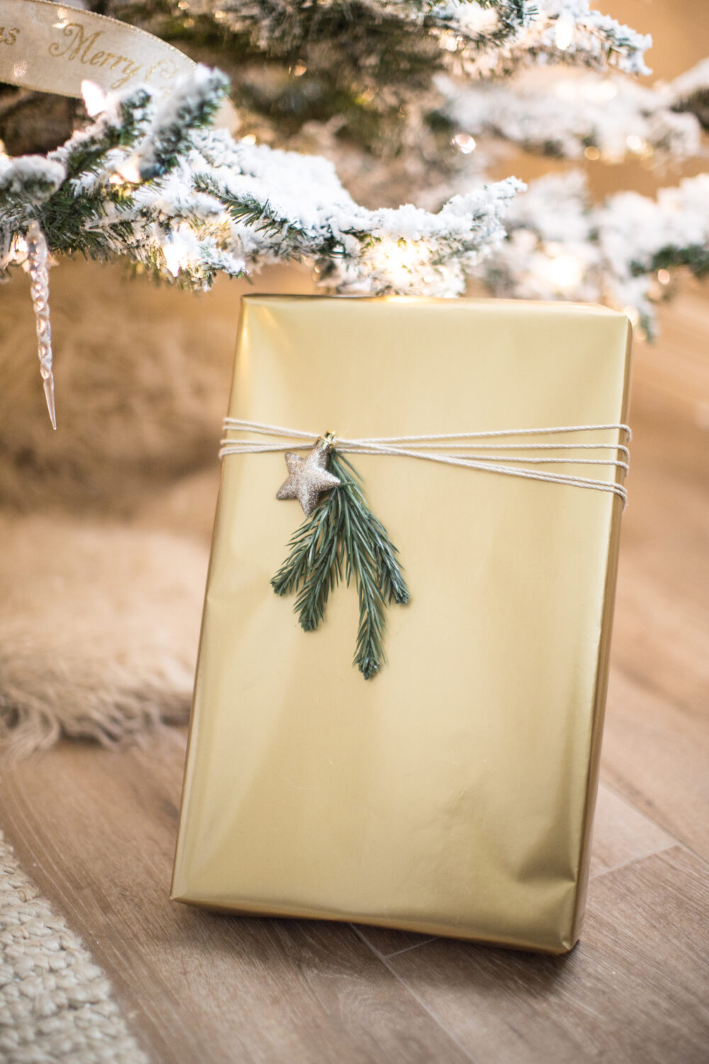 Beautiful Gold gift wrap with string 