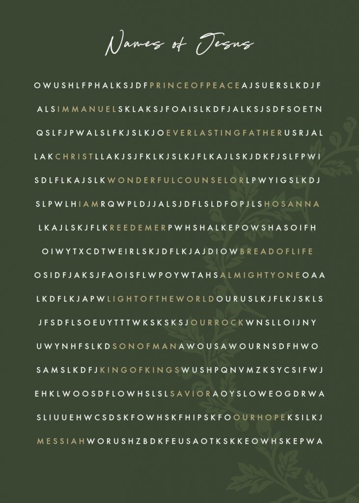 Names of Jesus Printable