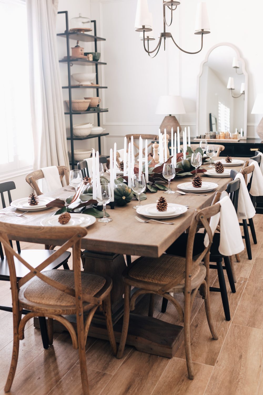 Chairs with an x back around a Thanksgiving Day Table