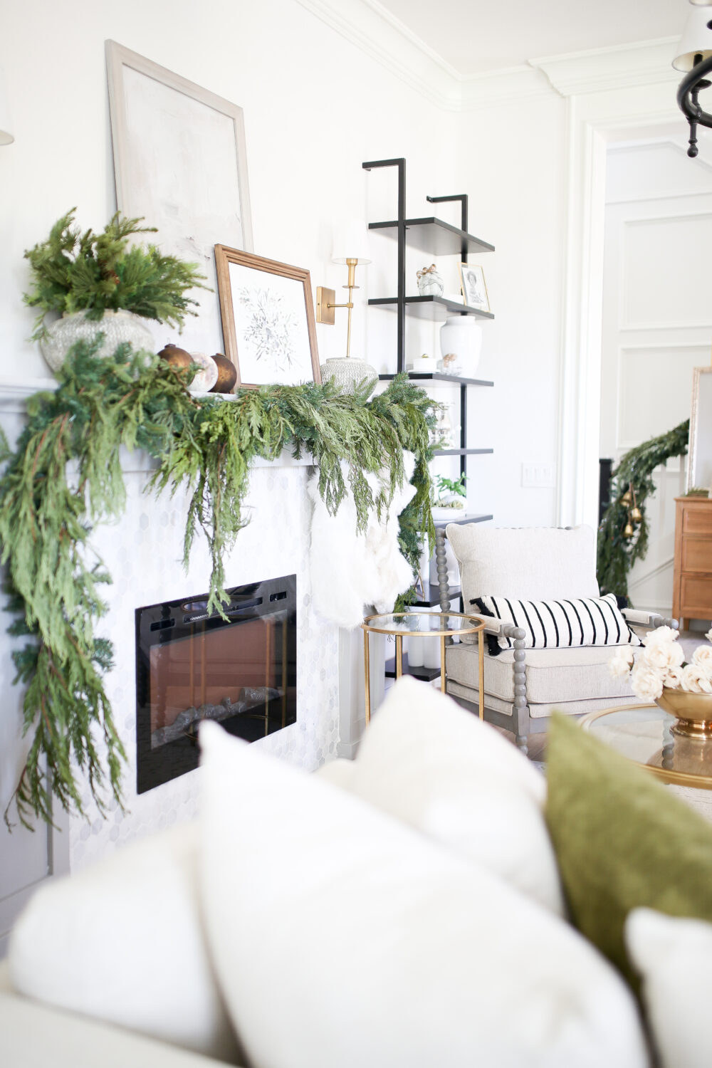 Christmas Mantel with Greenery 