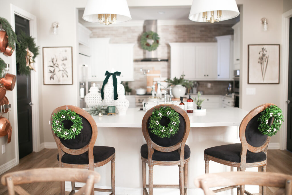 Christmas Kitchen with Barstools 