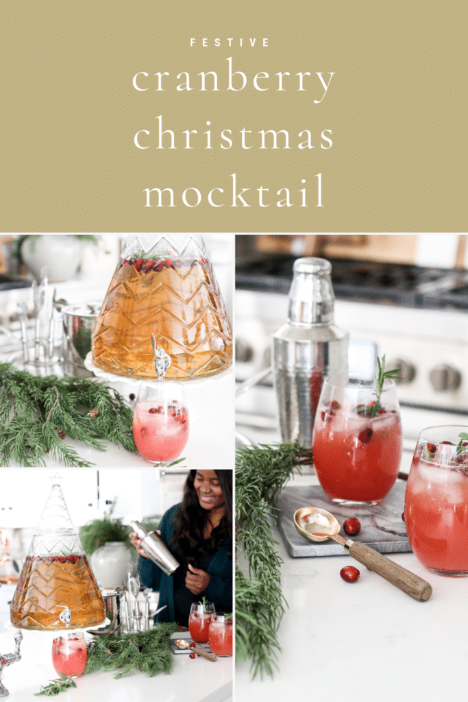 Christmas mocktail with ginger ale and cranberries