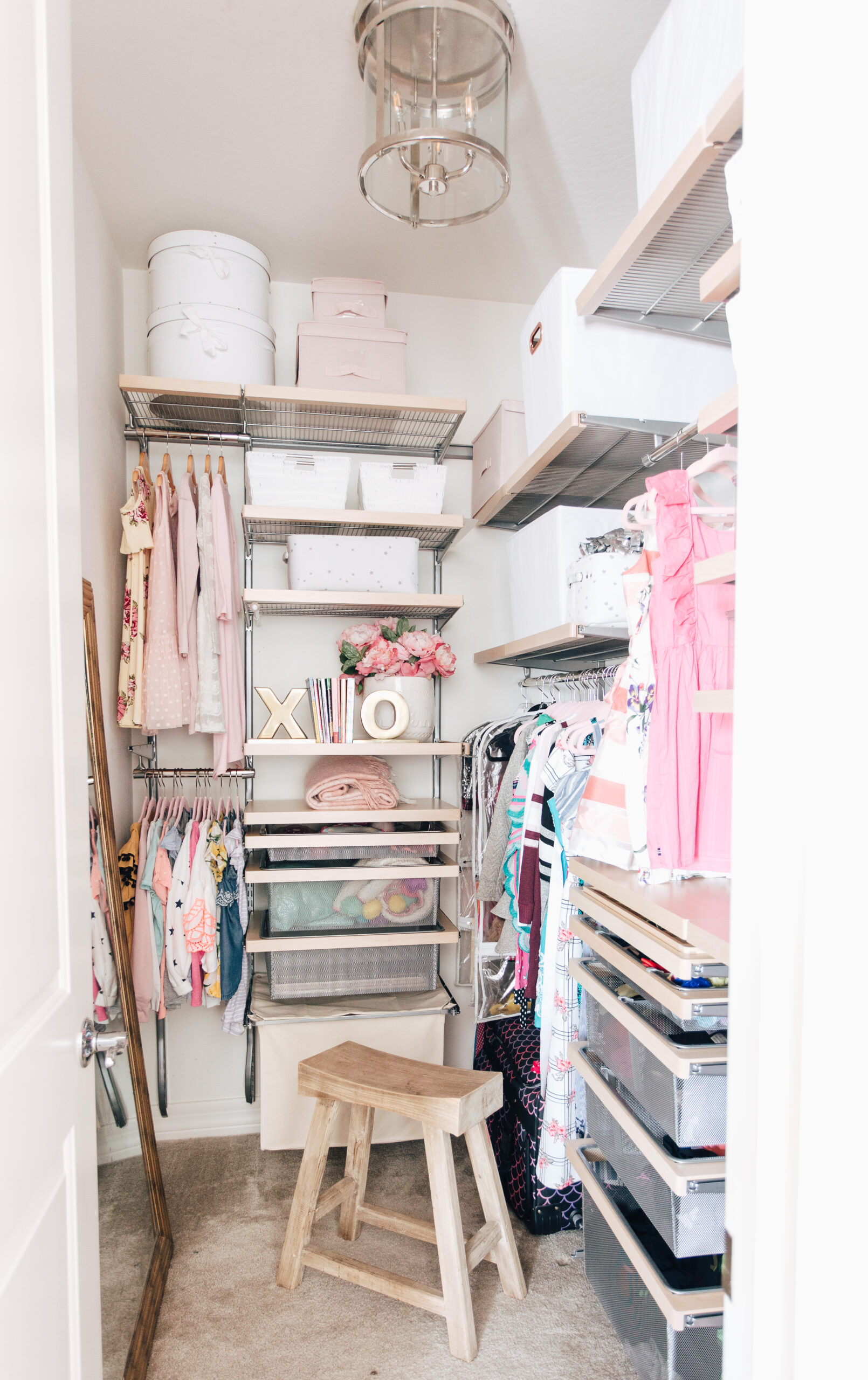 The girls simple bedroom DIY closet organizer –