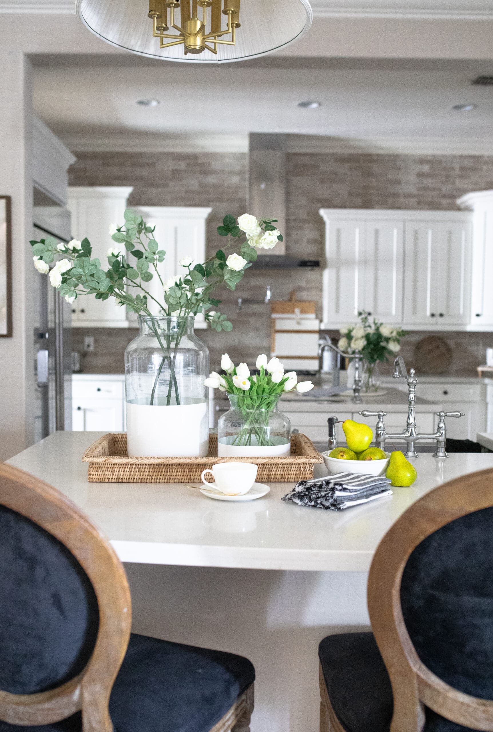 Kitchen Counter Styling with Flowers