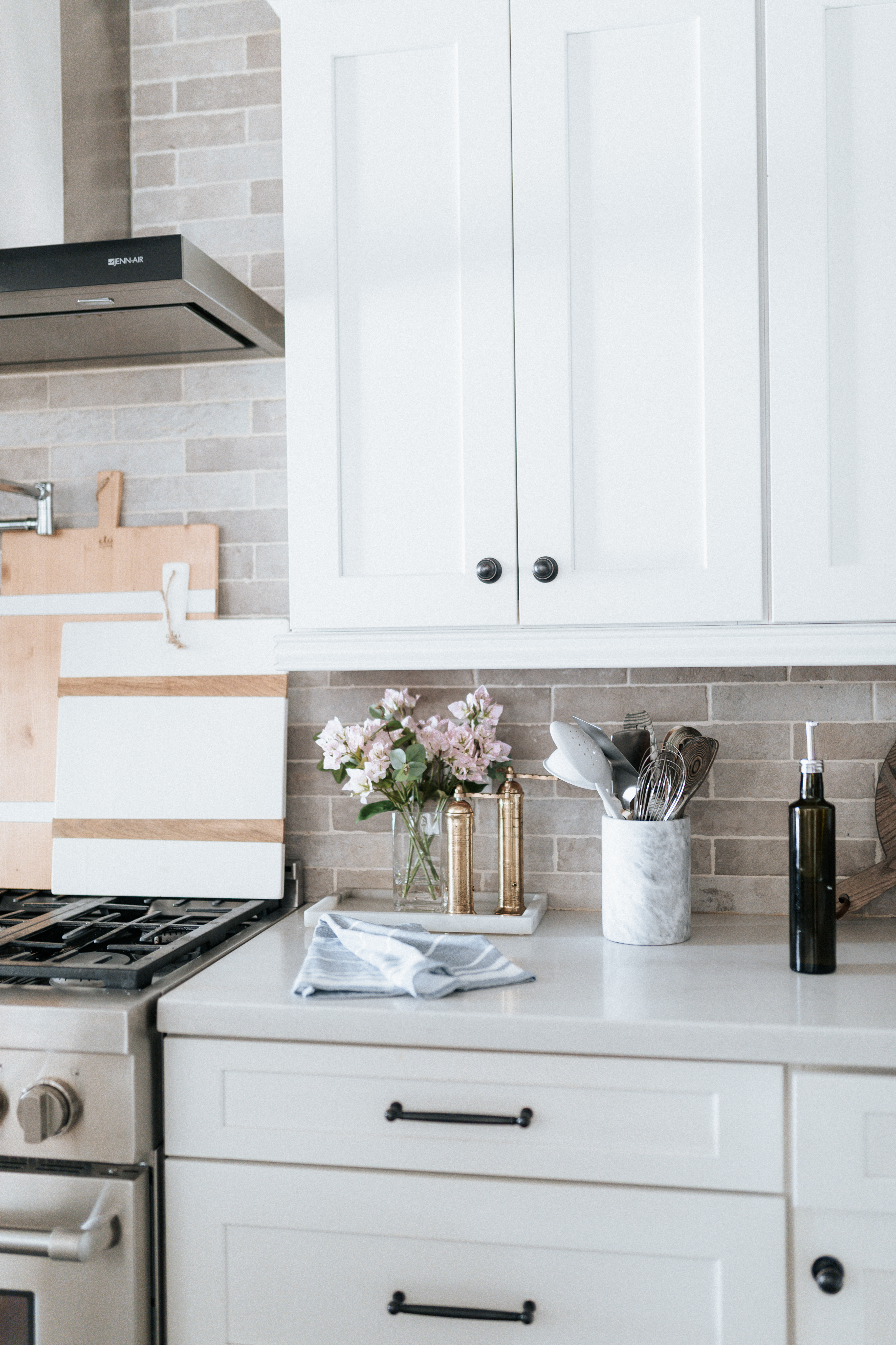 Pink Flowers for Kitchen Counter Styling 