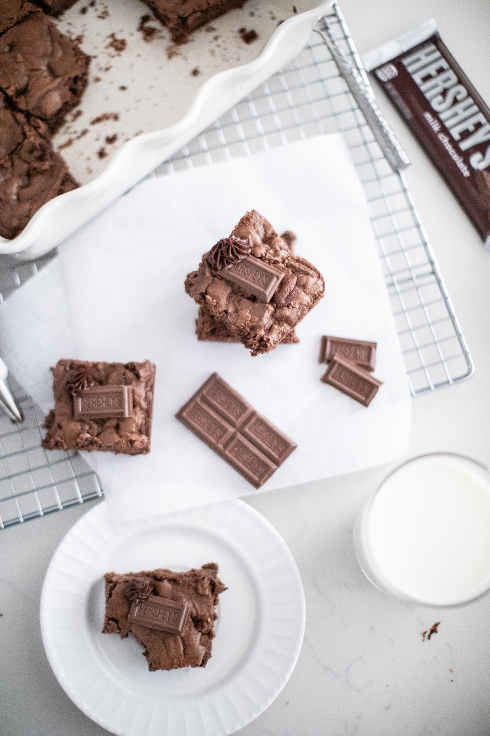 hershey's best brownie recipe close up shot with hershey pip 