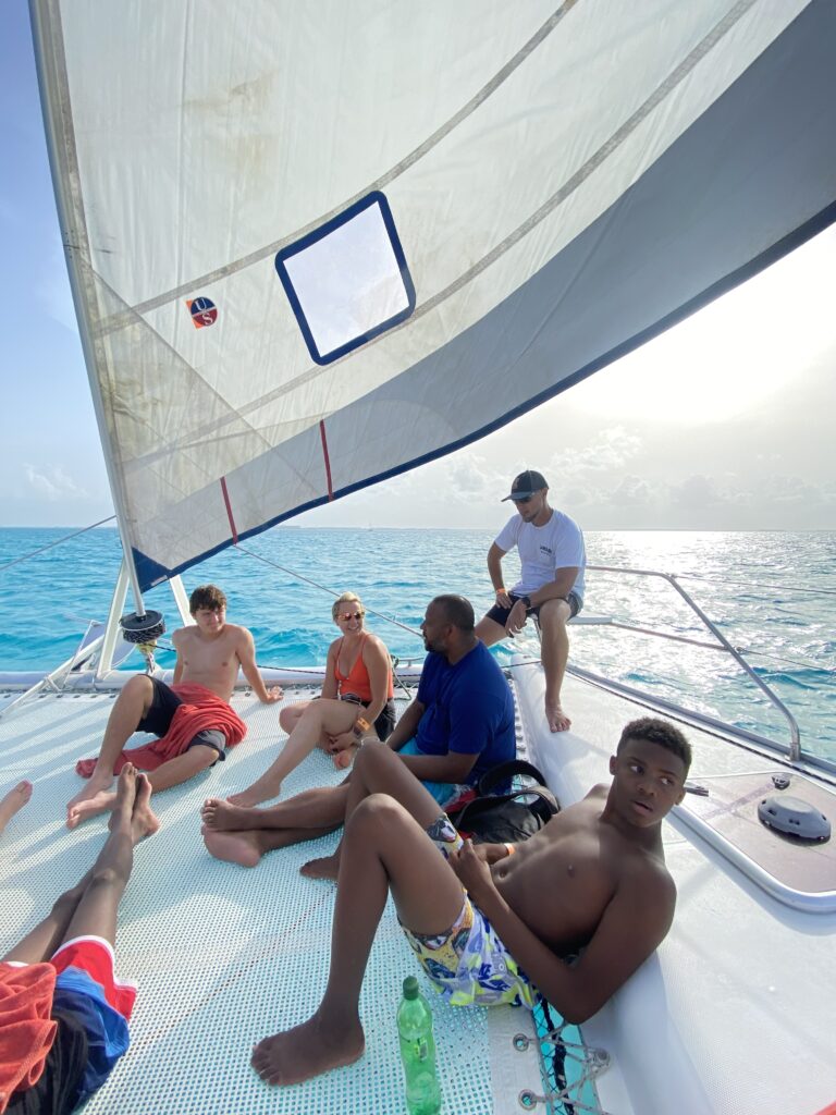 Taking a catamaran to isla mujeres