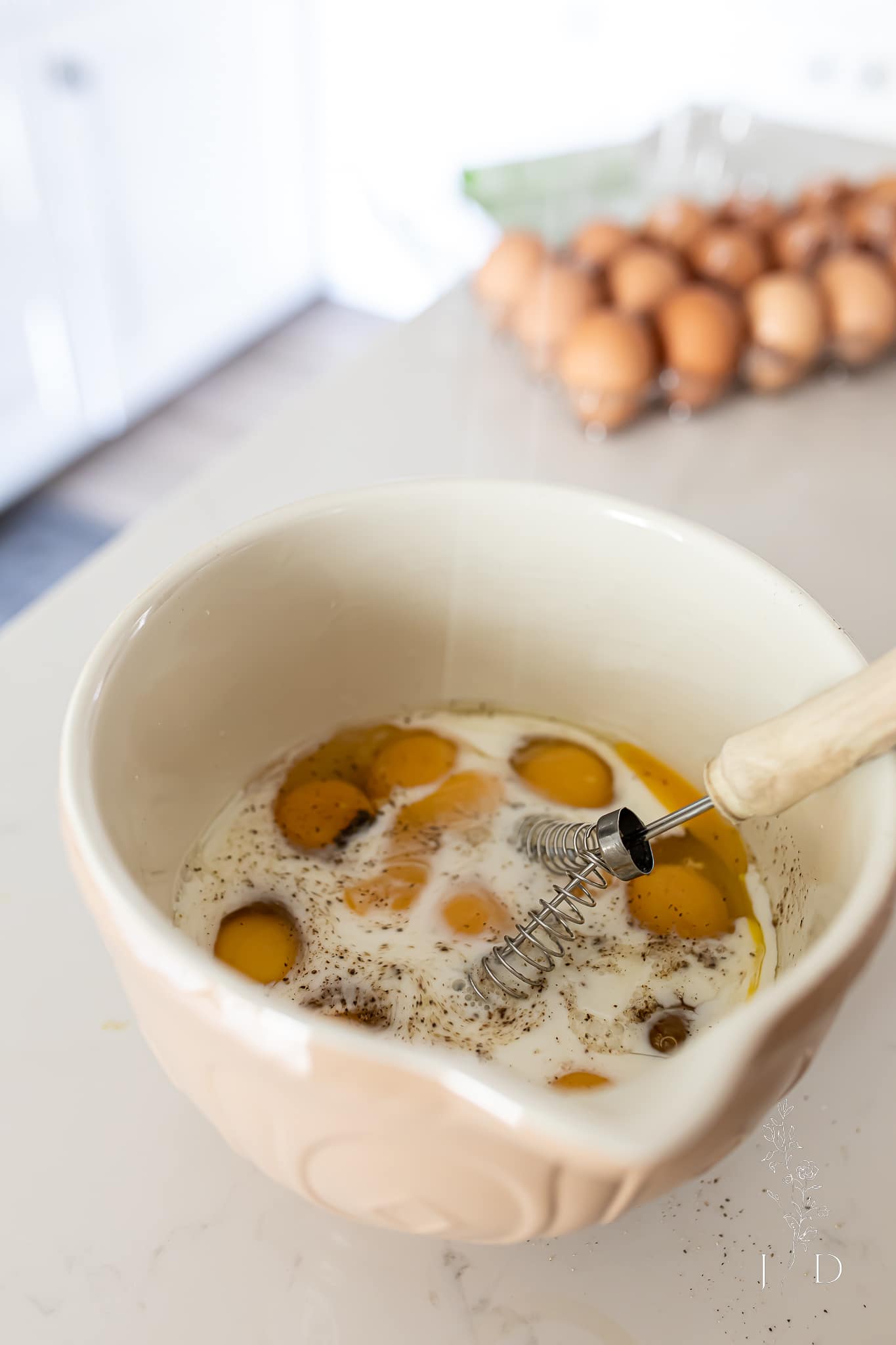 Eggs and Milk with salt and pepper