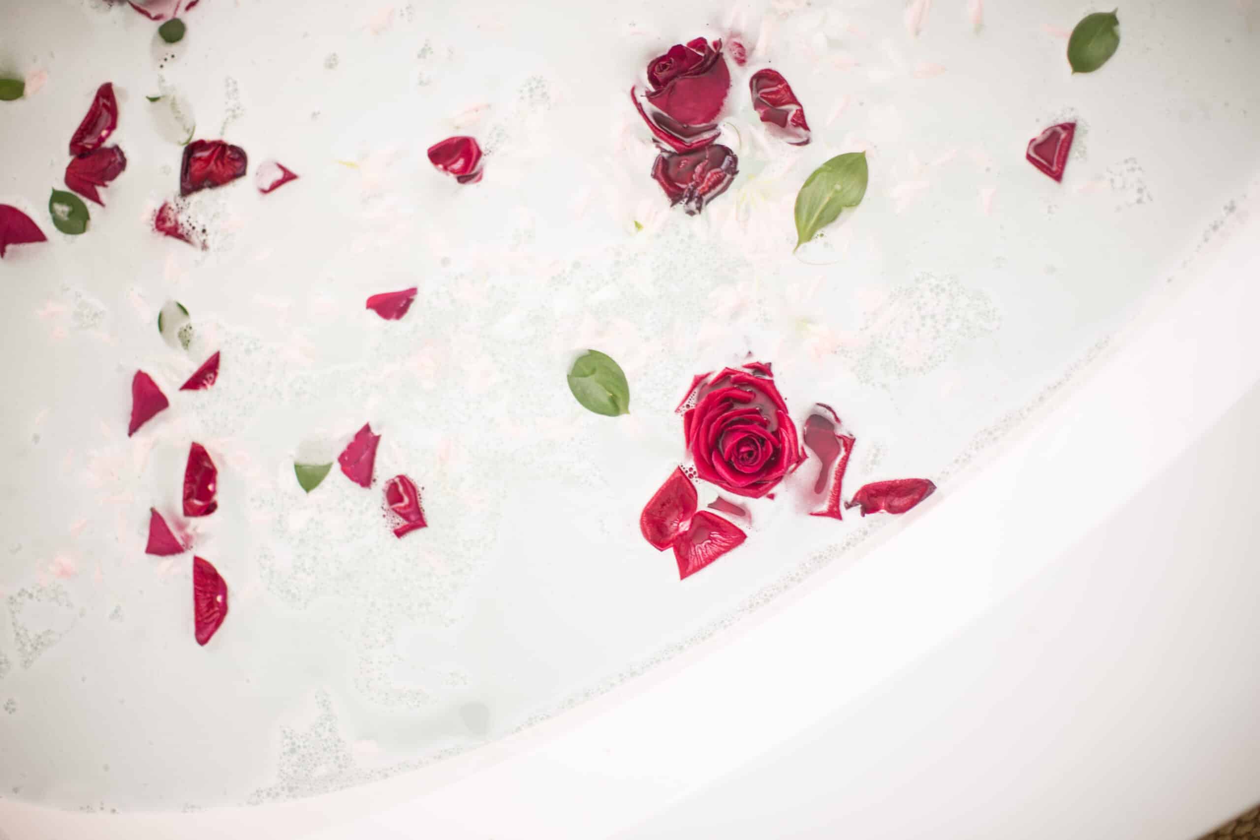 Beautiful rose petal bath