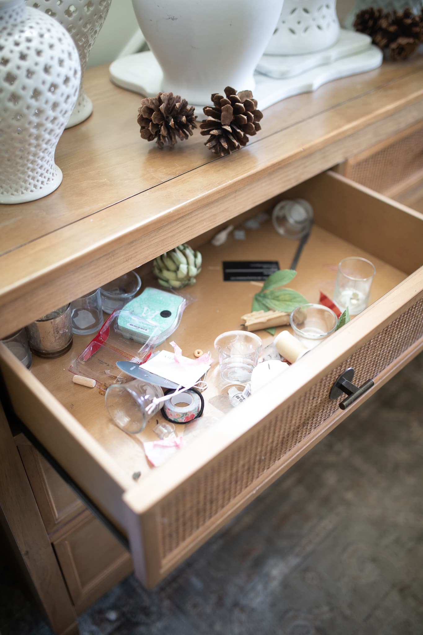 Messy junk drawer