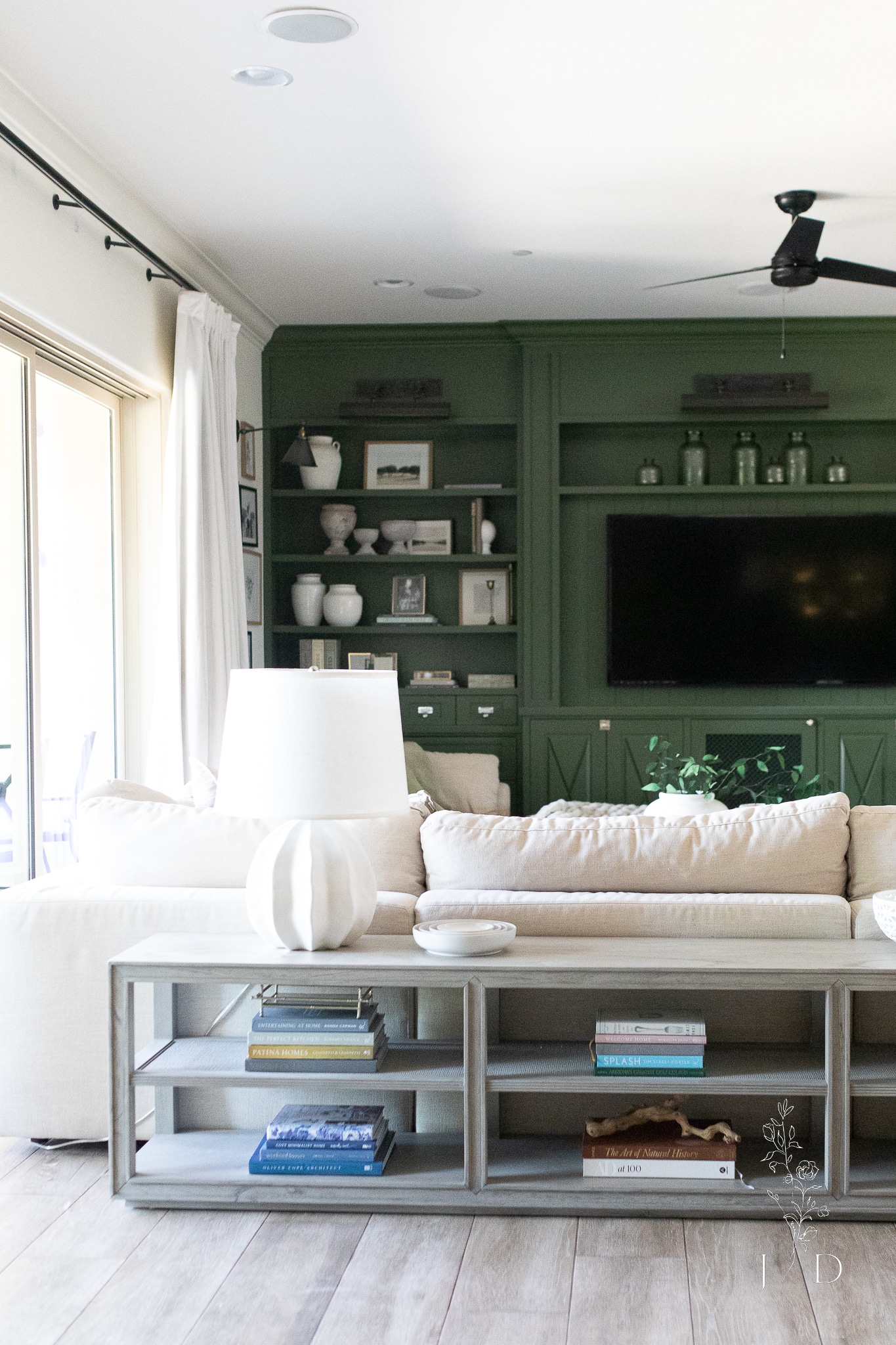 Long console table with storage for the family and living room 