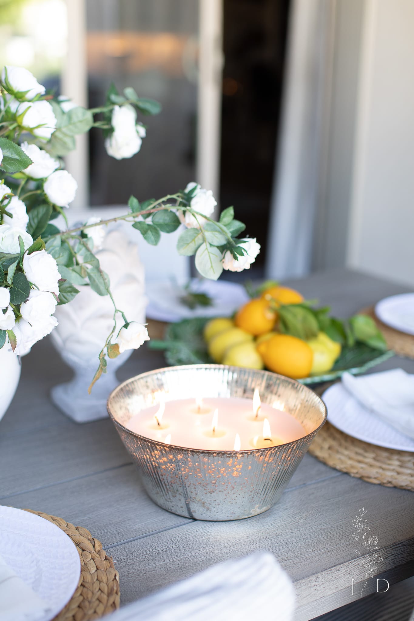 larger outdoor mercury glass candle with multiple wicks