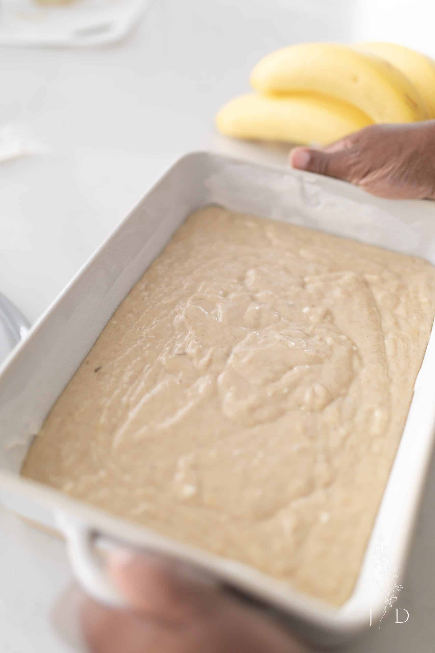 banana cake in a pan 