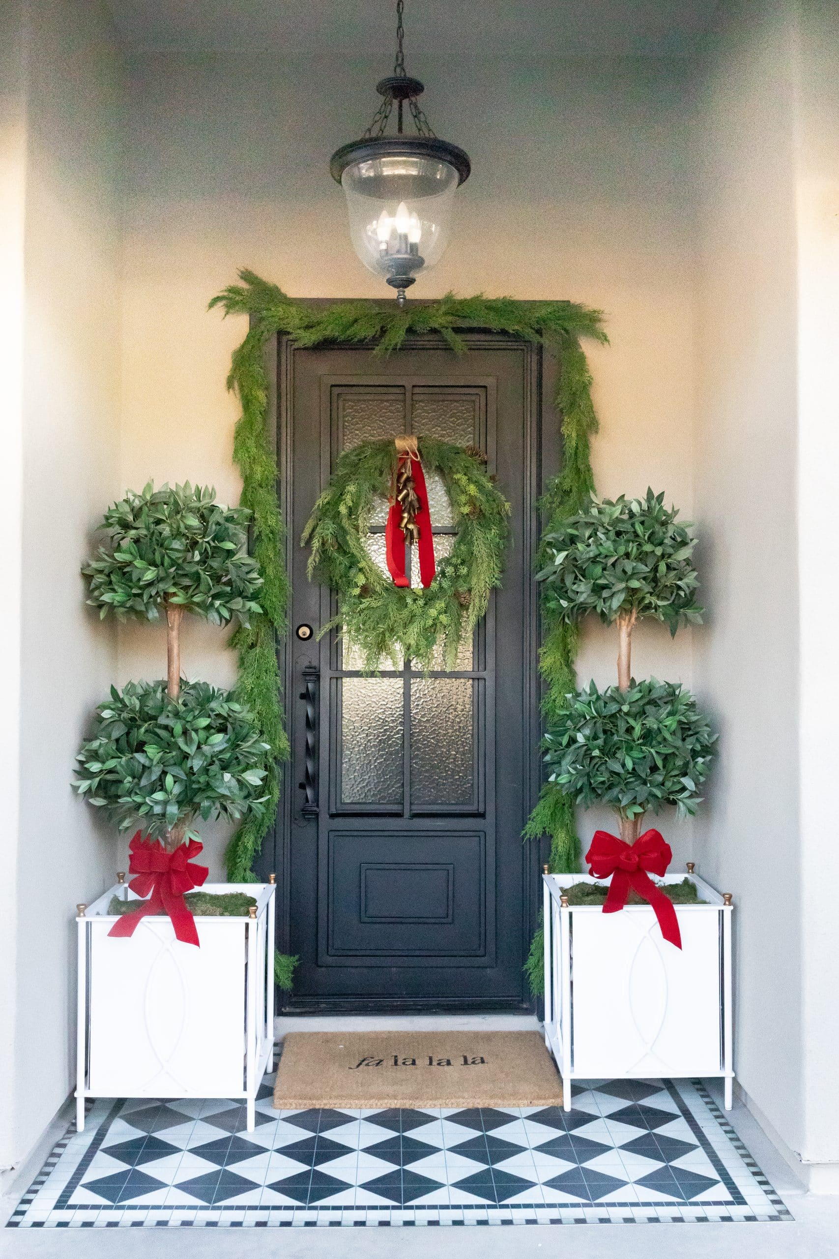 Christmas Porch Decor in Classic Red