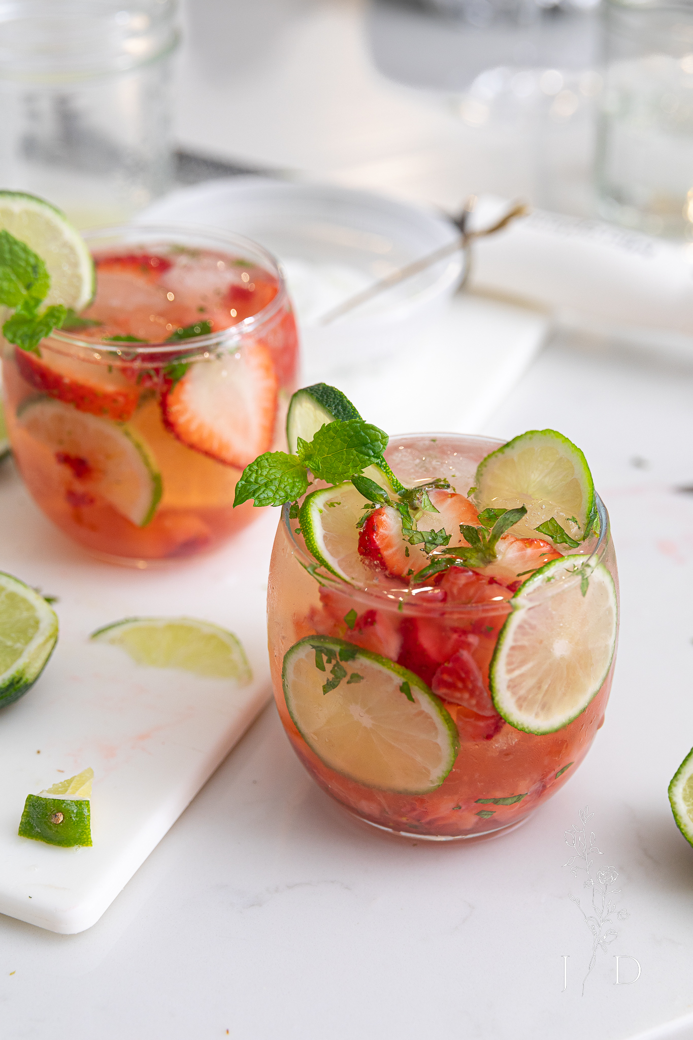 Strawberry Mojito Mocktail with Key Lime Sparkling Water