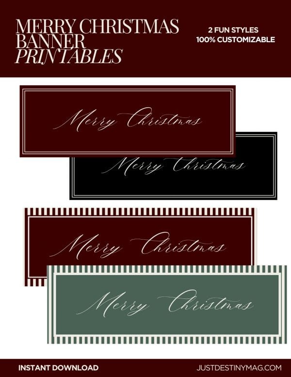Timeless "Merry Christmas" Printable Banner